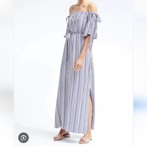 Banana Republic off the shoulder striped maxi